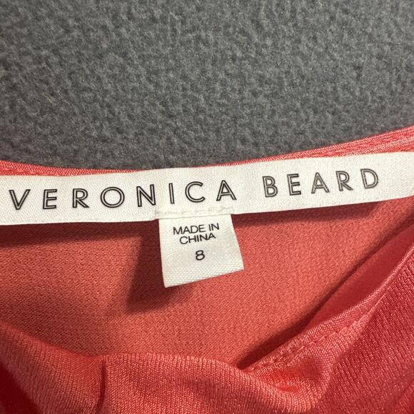 Veronica Beard Natasha Slip Dress Ruched Slit Maxi Size 8 Coral Wedding Guest - Picture 5 of 12